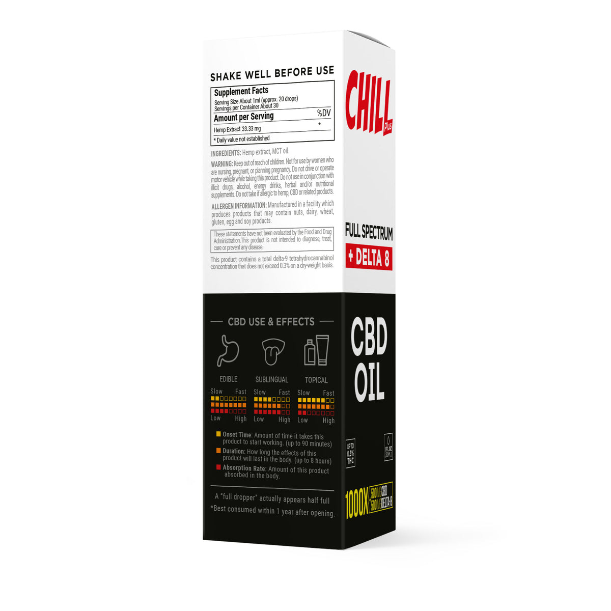 1000mg D8 & Full Spectrum CBD Oil - Chill Plus
