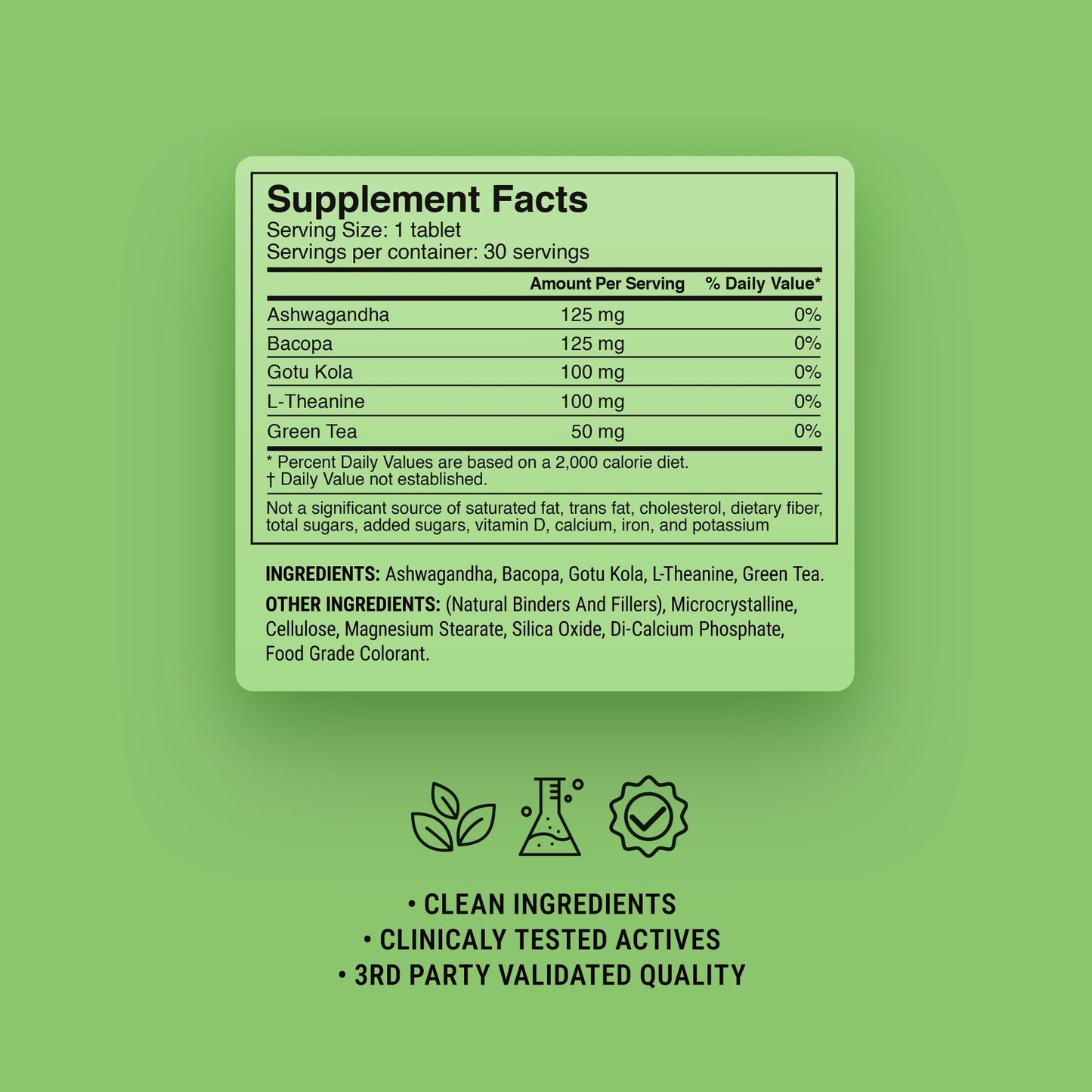 500mg Calm Focus Tablets - Matcha Citrus - Mood Tablets