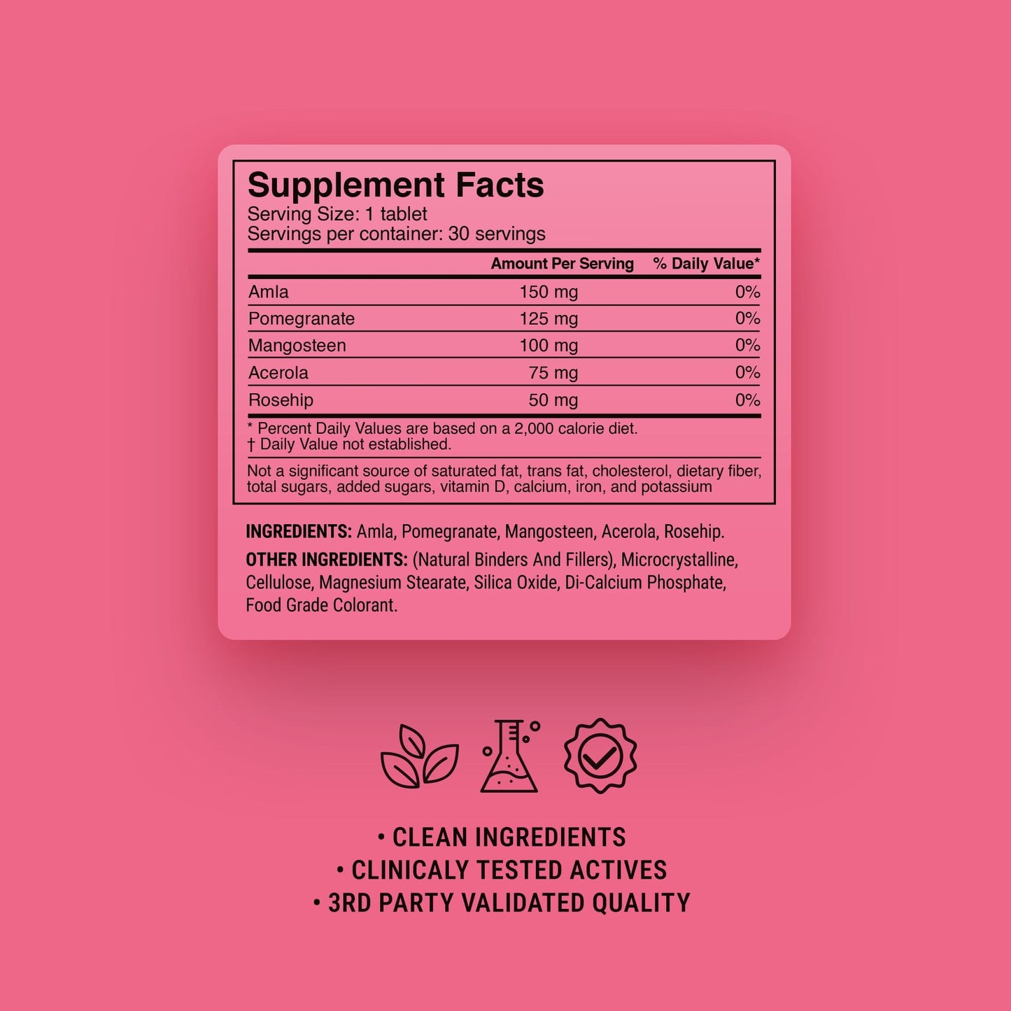 500mg Skin Brightening SuperFruit Tablets - Pink Lemonade - Mood Tablets