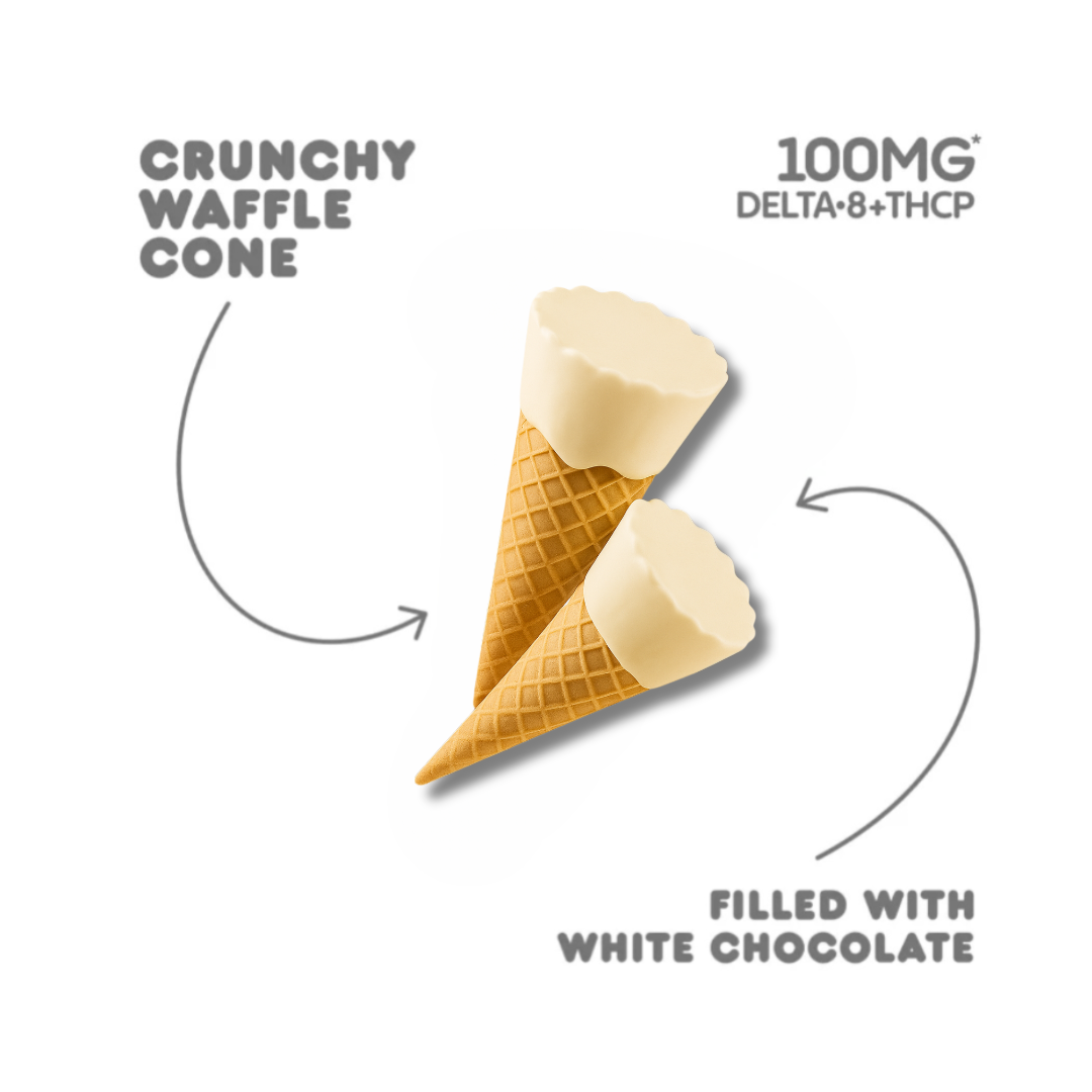 100mg White Chocolate Waffle Cones - D8, THCP - Chill Plus