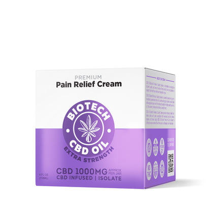 1,000mg CBD Pain Relief Cream - 4oz - Biotech CBD