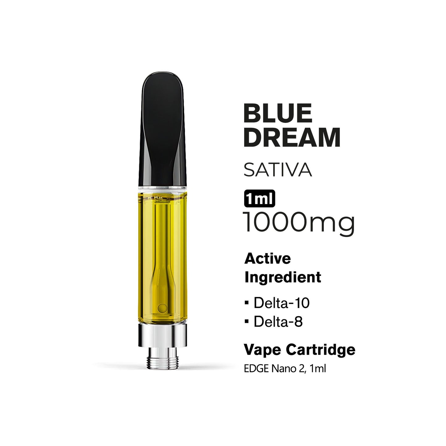 1000mg D10, D8 Vape Cart - Blue Dream - Sativa - 1ml - Hyper