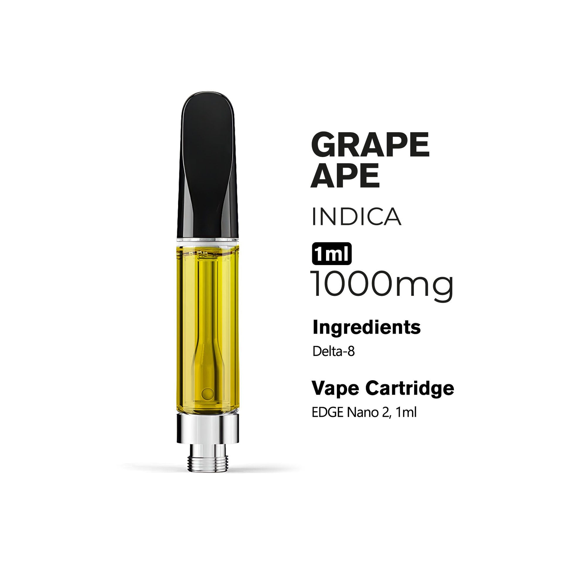 1000mg D8 Vape Cart - Grape Ape - Indica - 1ml - Chill Plus