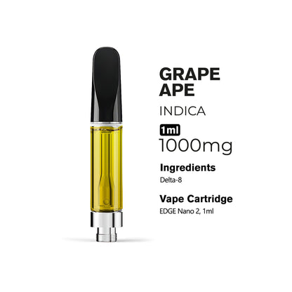 1000mg D8 Vape Cart - Grape Ape - Indica - 1ml - Chill Plus