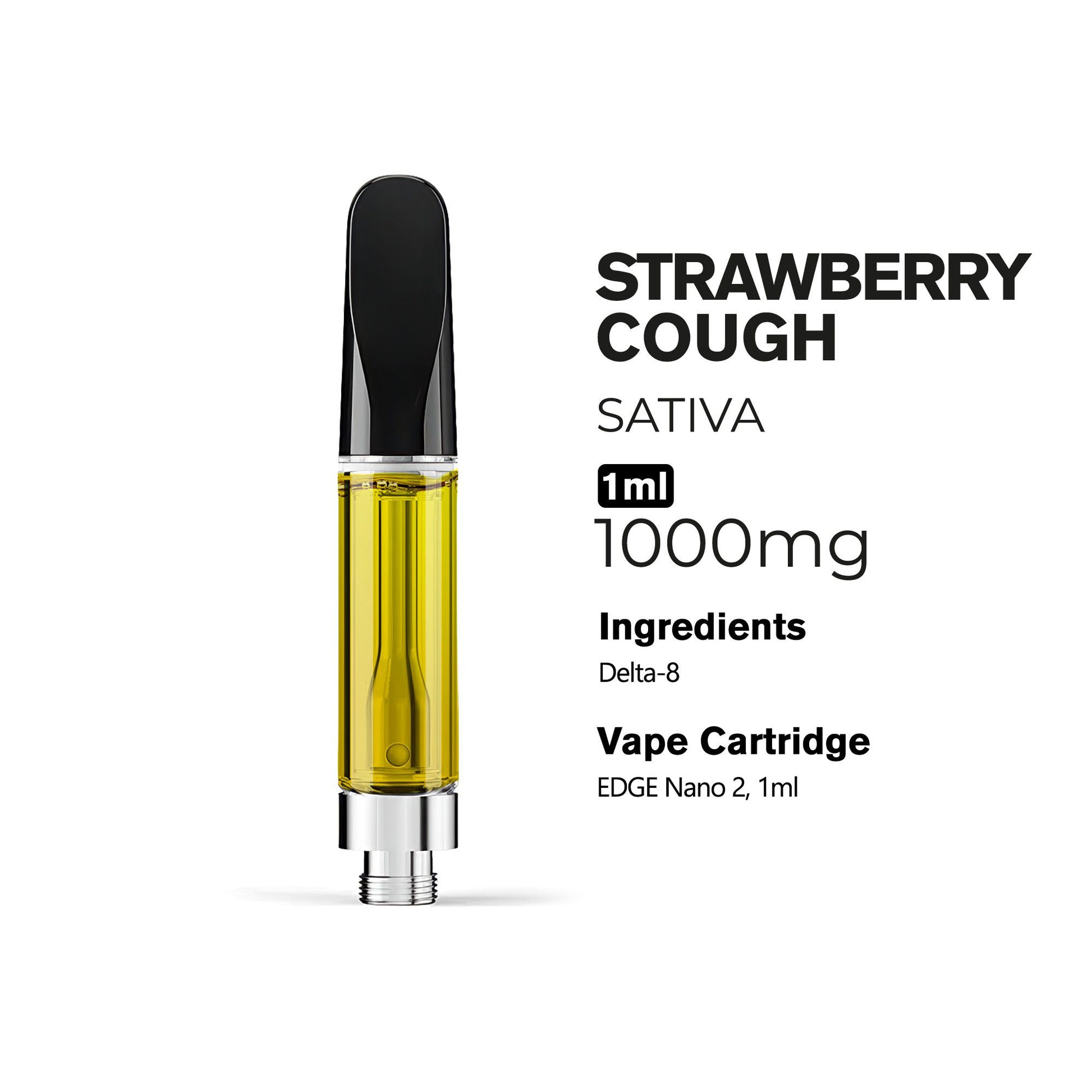 1000mg D8 Vape Cart - Strawberry Cough - Sativa - 1ml - 10X