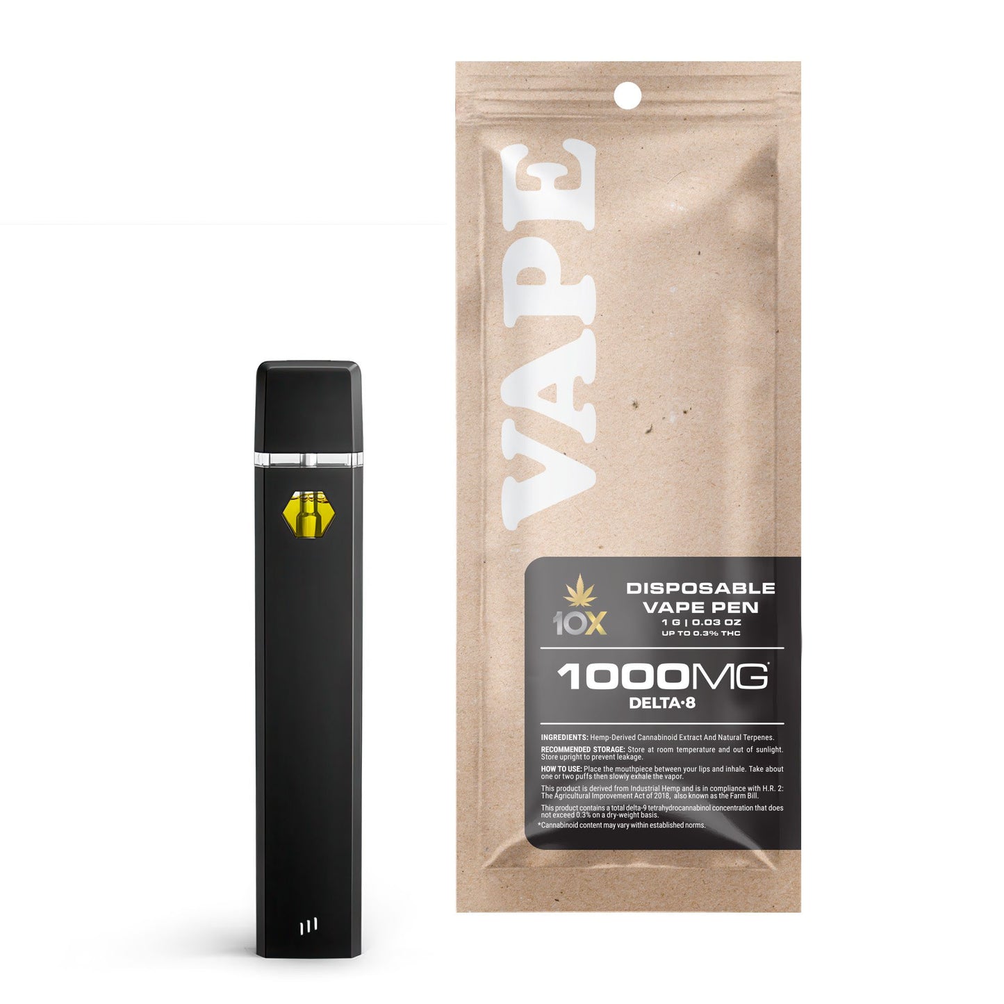 1000mg D8 Vape Pen - Grape Ape - Indica - 1ml - 10X