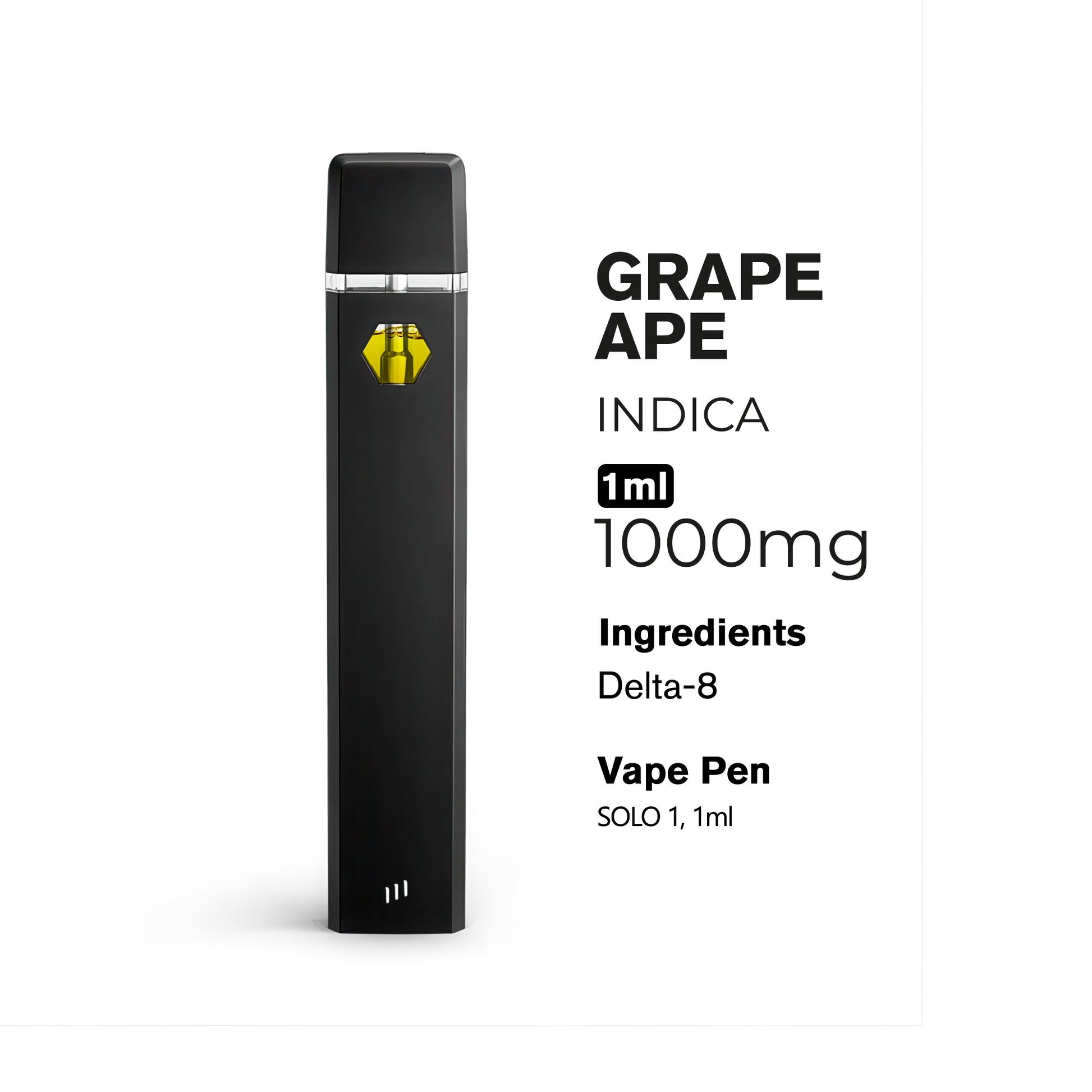1000mg D8 Vape Pen - Grape Ape - Indica - 1ml - 10X
