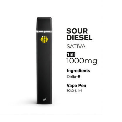 1000mg D8 Vape Pen - Sour Diesel - Sativa - 1ml - Chill Plus