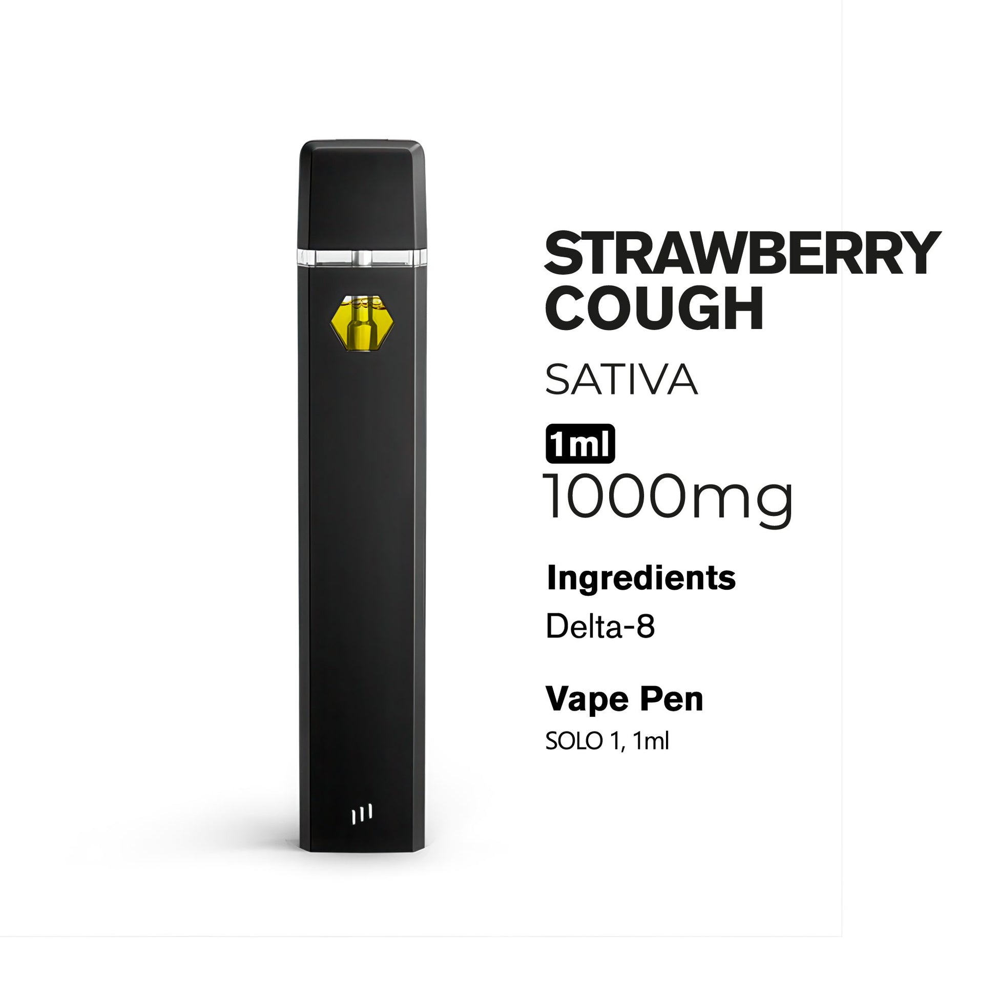 1000mg D8 Vape Pen - Strawberry Cough - Sativa - 1ml - Chill Plus