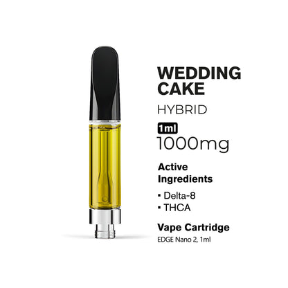 1000mg THCA, D8 Vape Cart - Wedding Cake - Hybrid - 1ml - Fresh