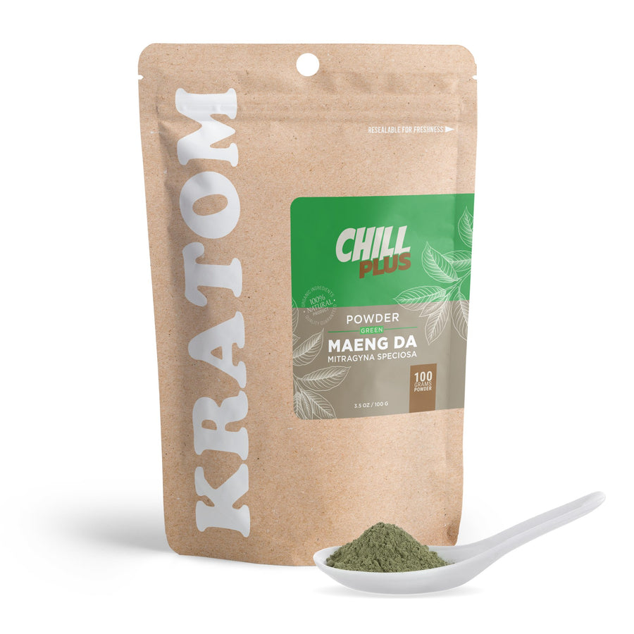 100g Kratom Powder - Green Maeng Da - Chill Plus