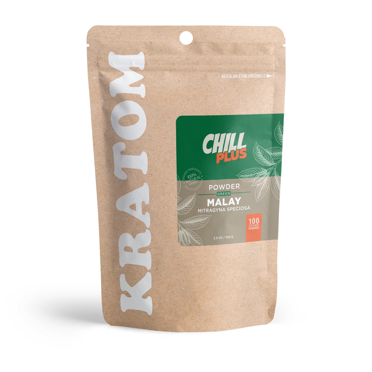 100g Kratom Powder - Green Malay - Chill Plus