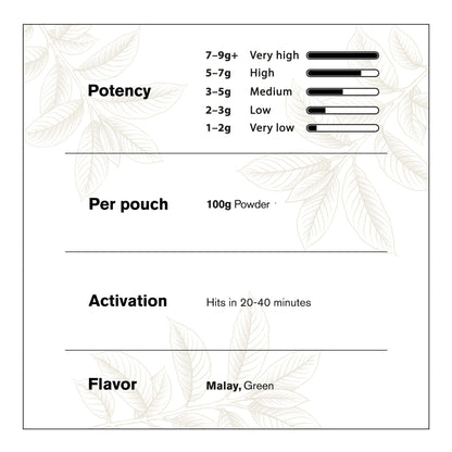 100g Kratom Powder - Green Malay - Chill Plus