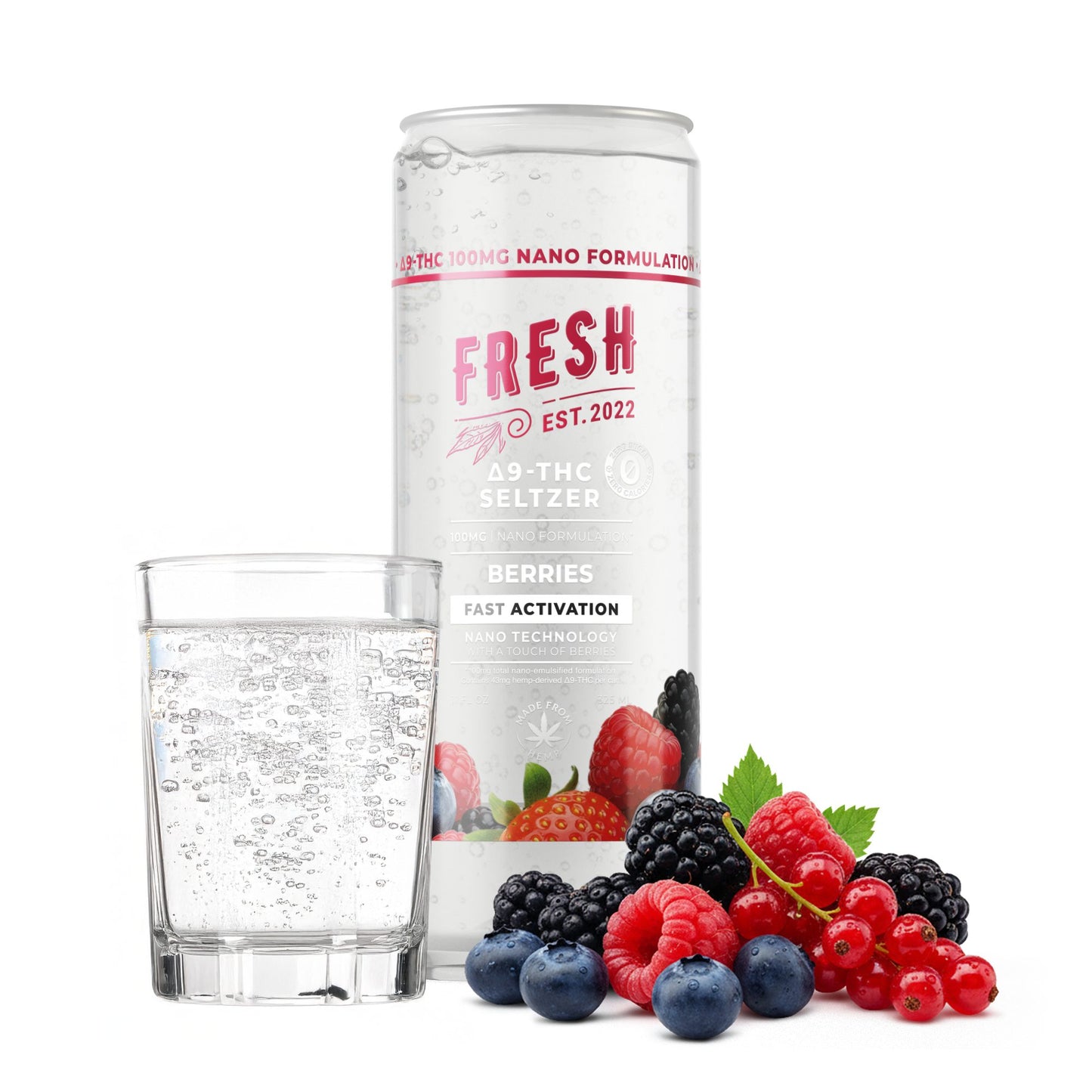 100mg Berries THC Seltzer - D9 Nano - Fresh