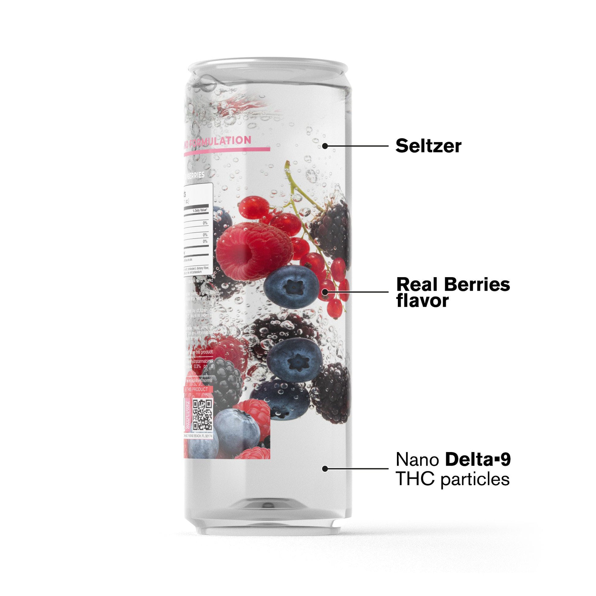 100mg Berries THC Seltzer - D9 Nano - Fresh
