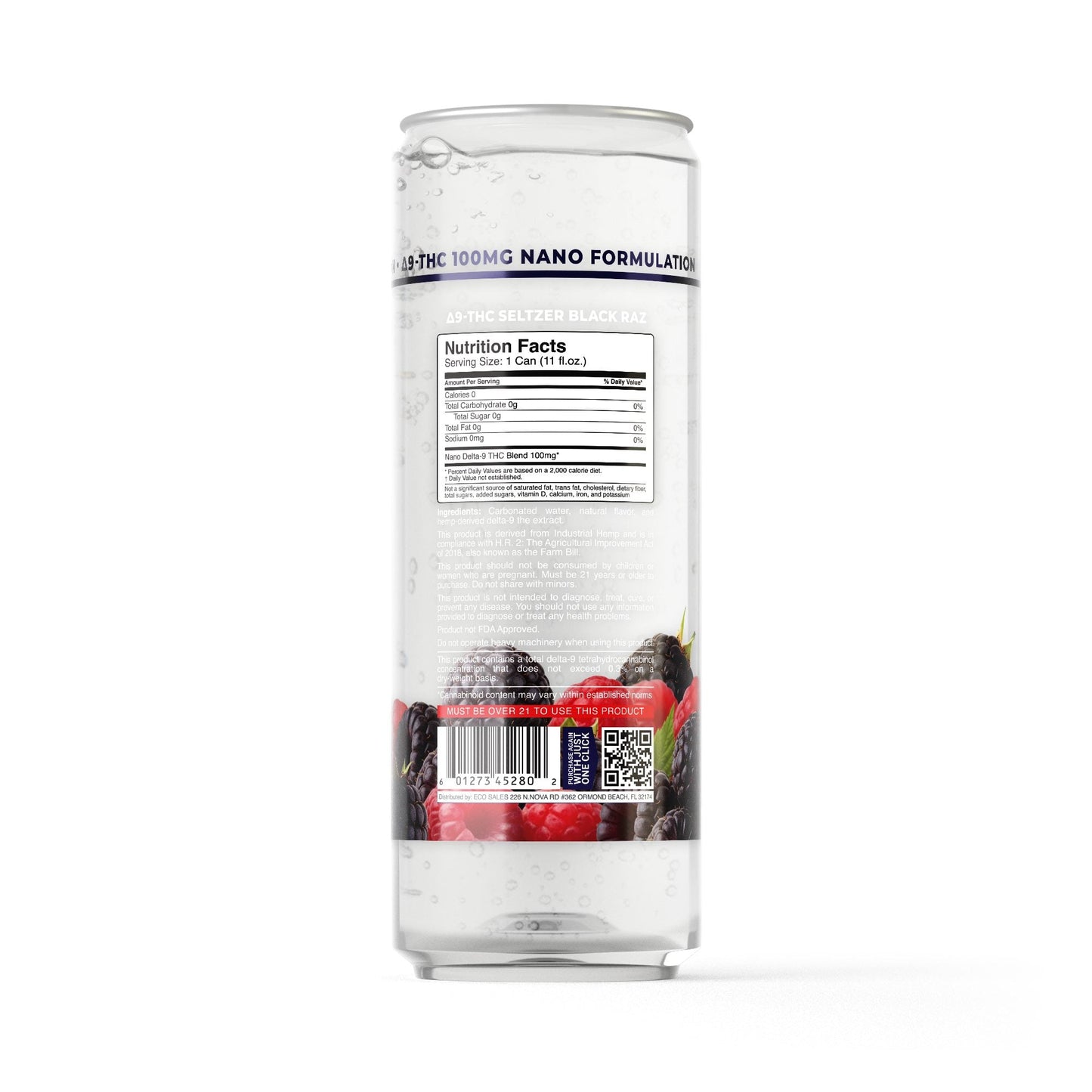 100mg Black Raz THC Seltzer - D9 Nano - Fresh