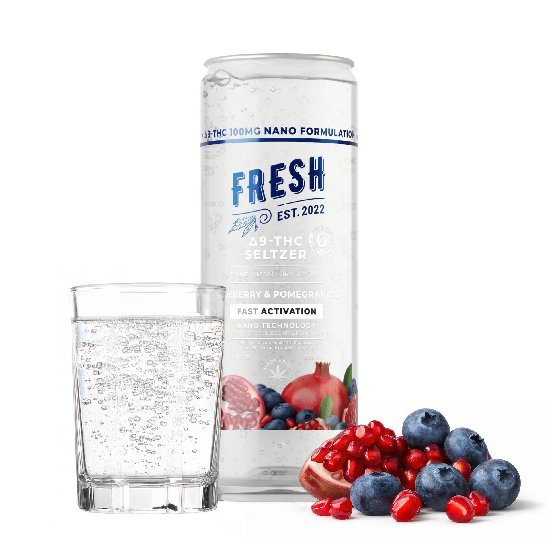 100mg Blueberry & Pomegranate THC Seltzer - D9 Nano - Fresh