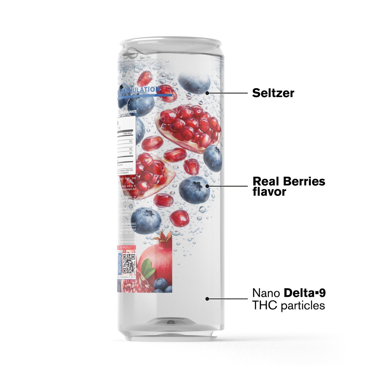 100mg Blueberry & Pomegranate THC Seltzer - D9 Nano - Fresh