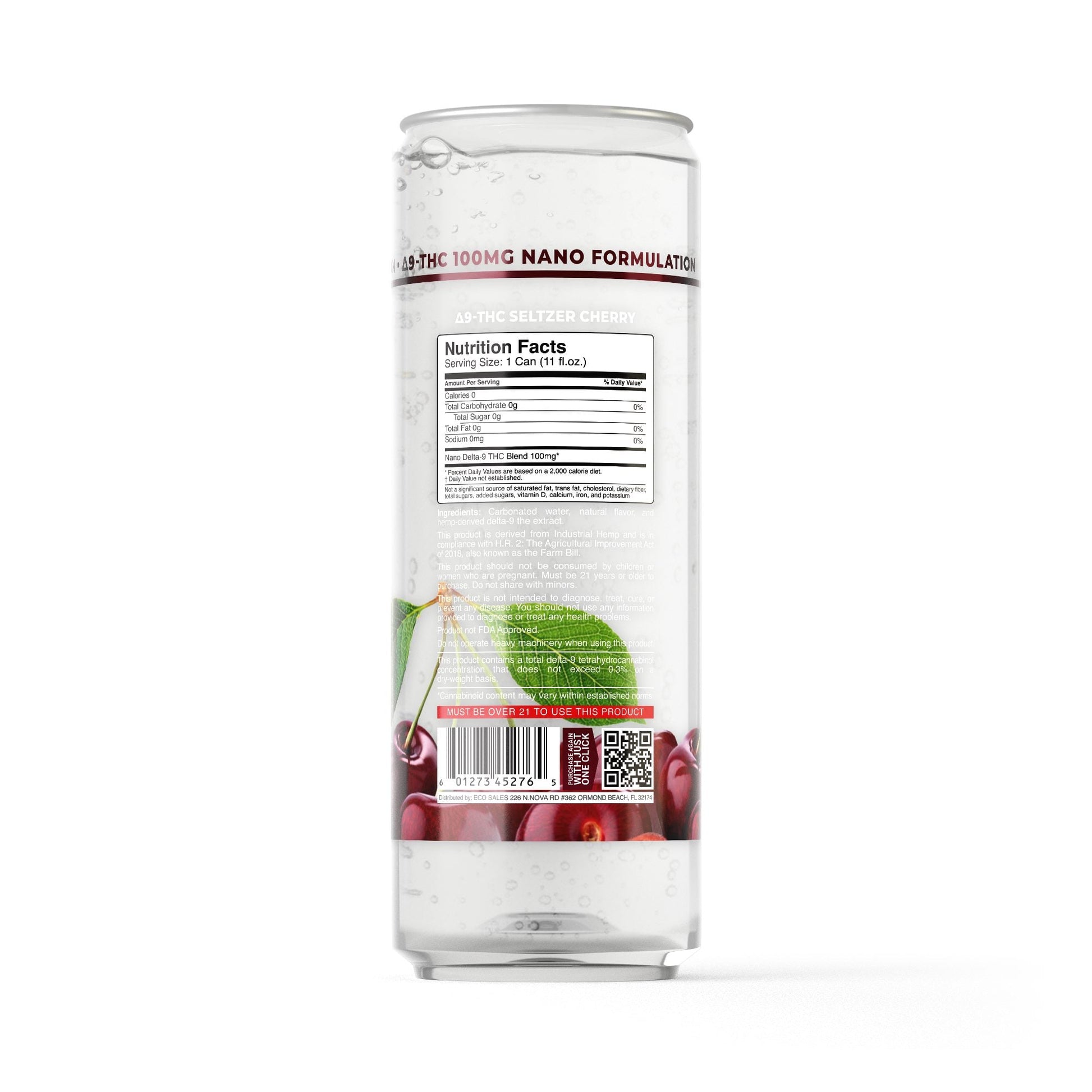 100mg Cherry THC Seltzer - D9 Nano - Fresh