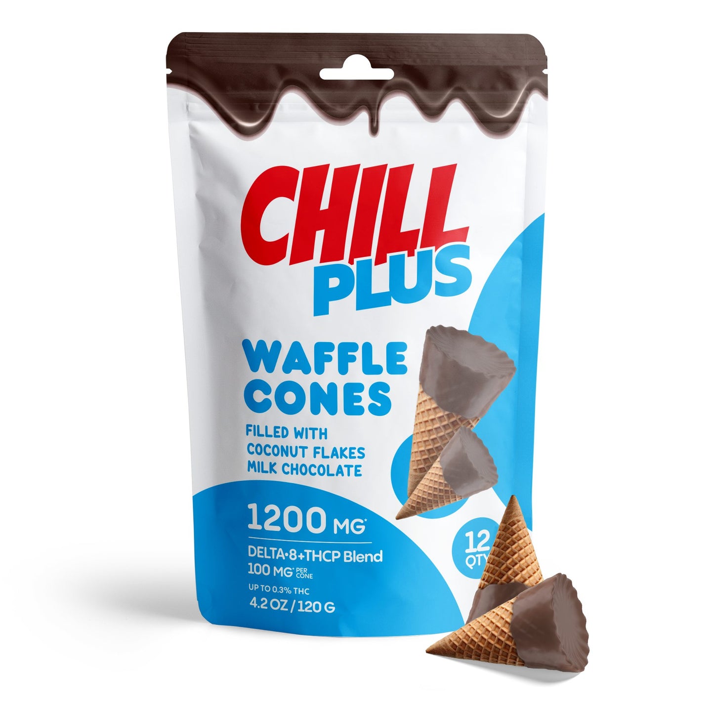 100mg Coconut Flakes + Milk Chocolate Waffle Cones - D8 & THCP - Chill Plus