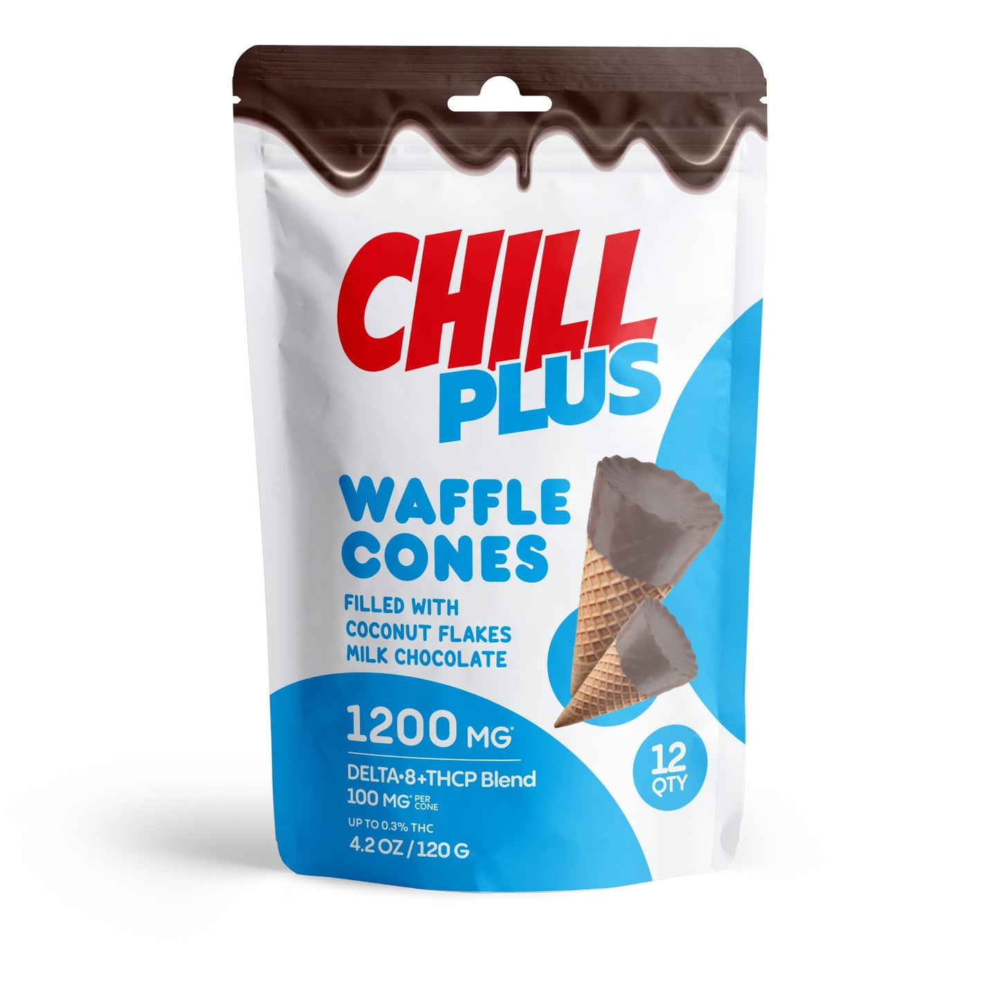 100mg Coconut Flakes + Milk Chocolate Waffle Cones - D8 & THCP - Chill Plus