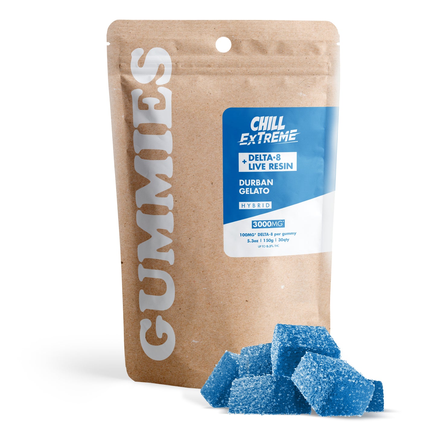 100mg D8 + Live Resin Gummies - Durban Gelato - Chill Extreme