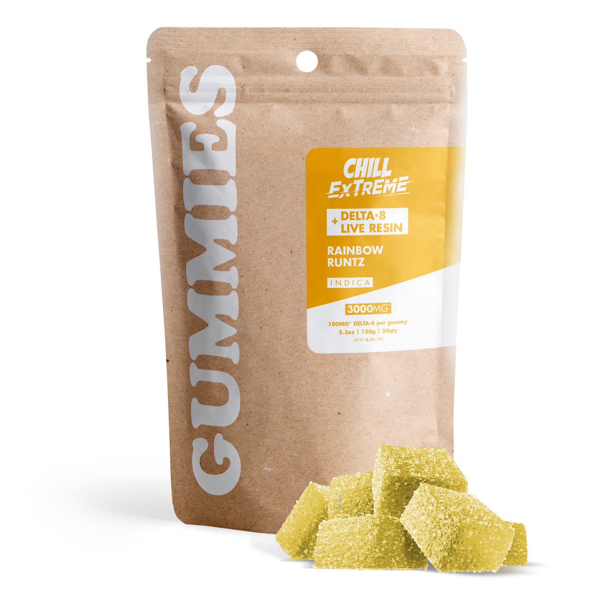 100mg D8 + Live Resin Gummies - Rainbow Runtz - Chill Extreme