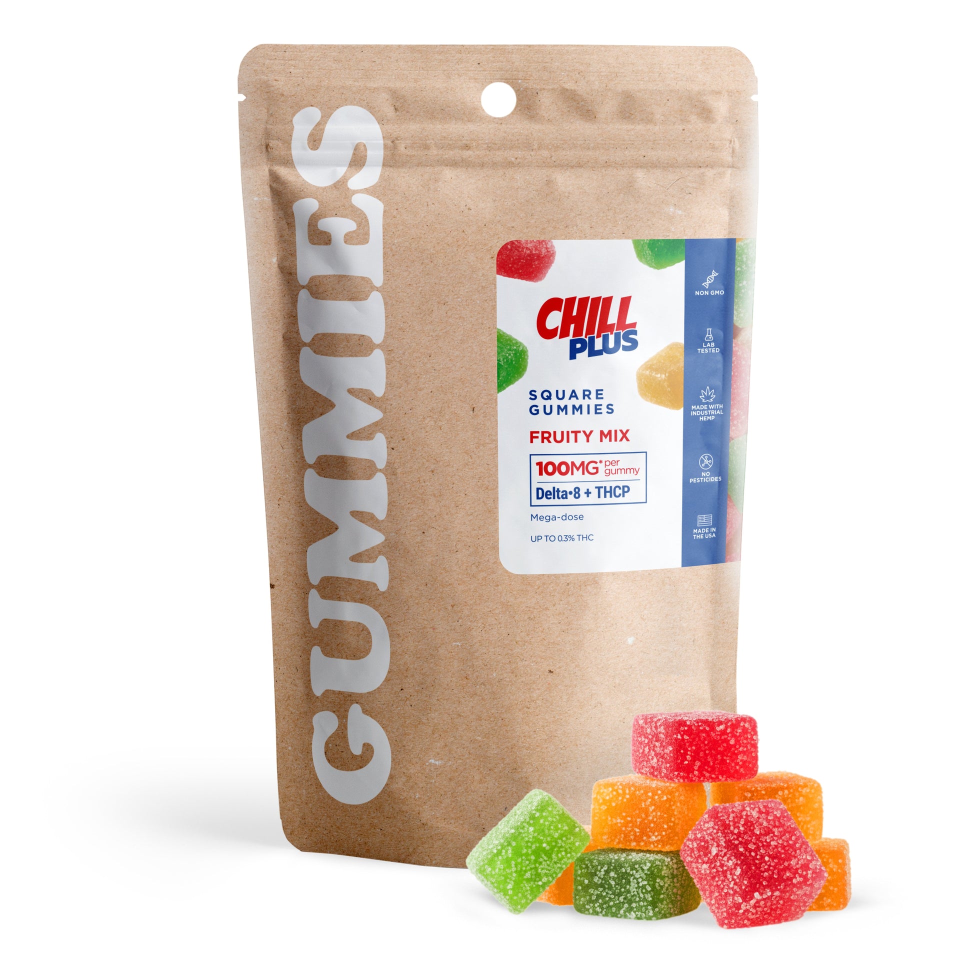100mg D8 & THCP Gummies - Fruity Mix - Chill Plus