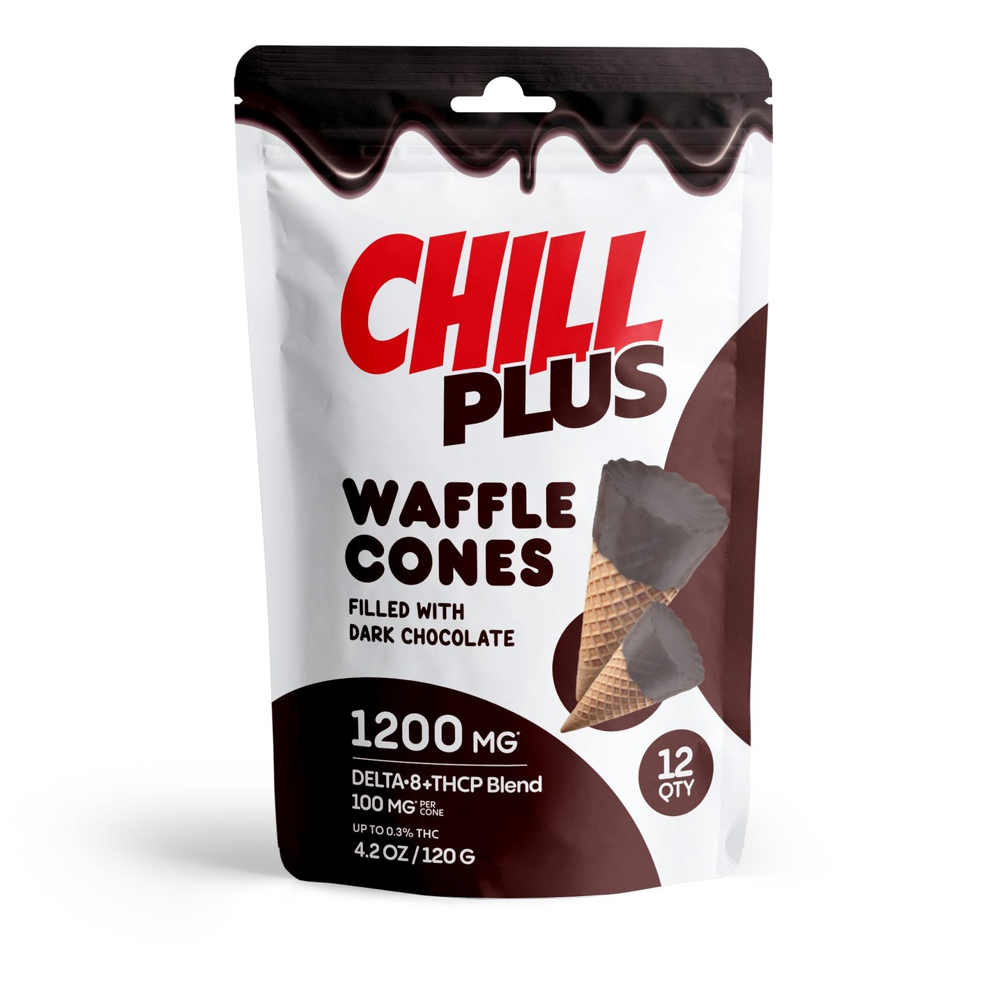100mg Dark Chocolate Waffle Cones - D8 & THCP - Chill Plus