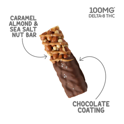 100mg Delta 8 Caramel Almond & Sea Salt Nut Bar - Chill Plus