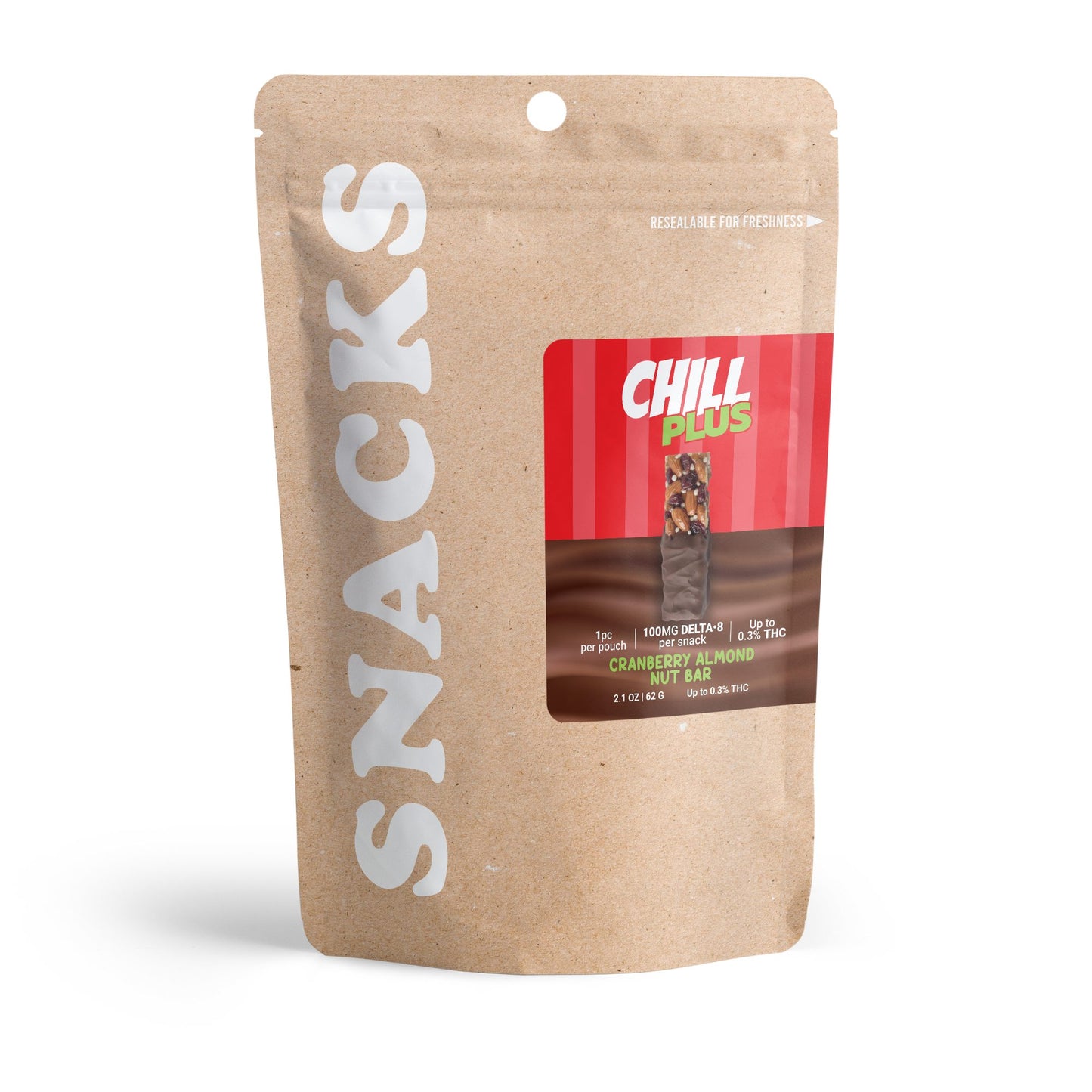 100mg Delta 8 Cranberry Almond Nut Bar - Chill Plus