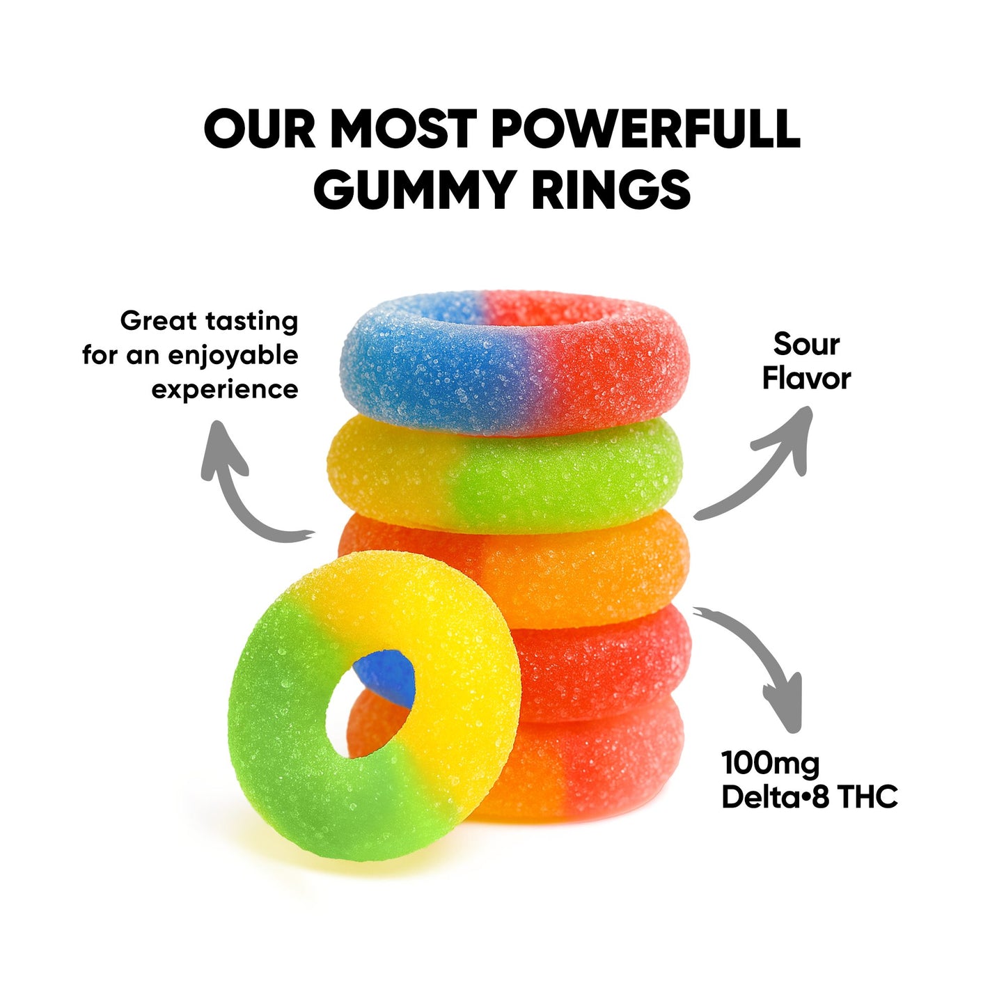 100mg Delta 8 Gummies – Assorted Sour Mix Rings – Chill Extreme