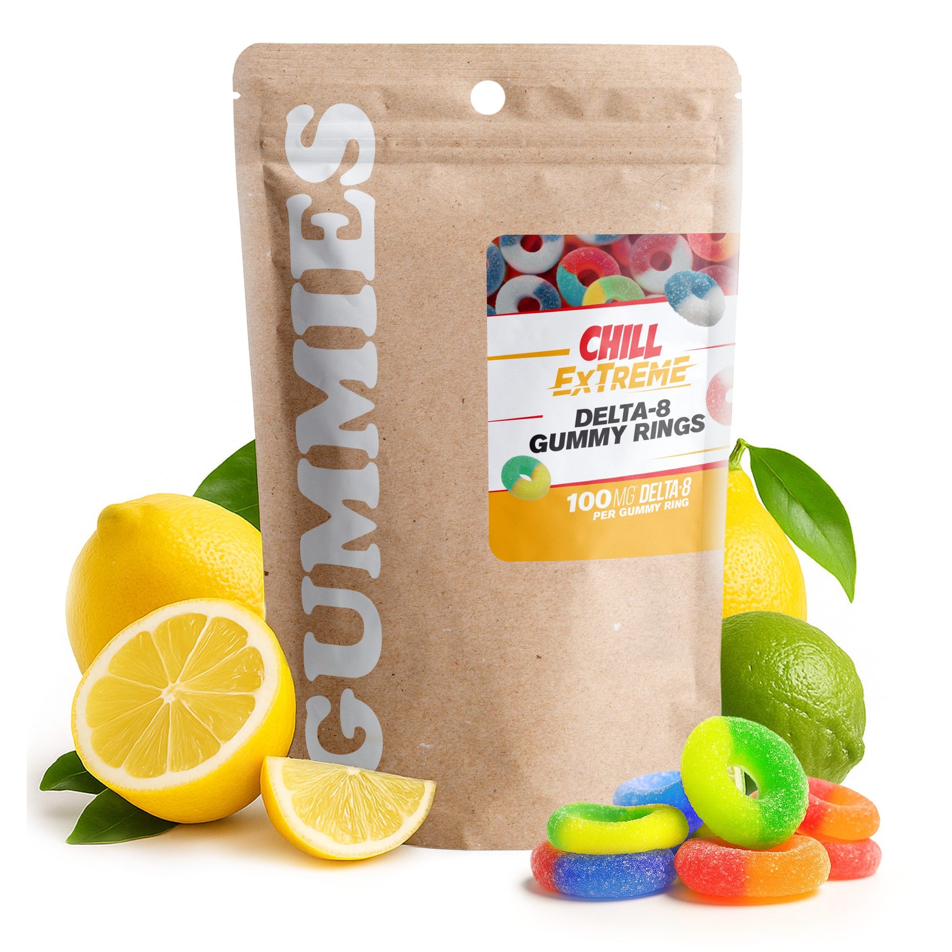 100mg Delta 8 Gummies – Assorted Sour Mix Rings – Chill Extreme