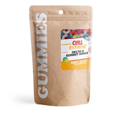 100mg Delta 8 Gummies – Assorted Sour Mix Rings – Chill Extreme