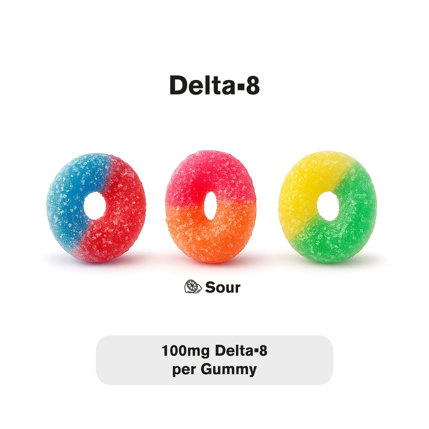 100mg Delta 8 Gummies – Assorted Sour Mix Rings – Chill Extreme