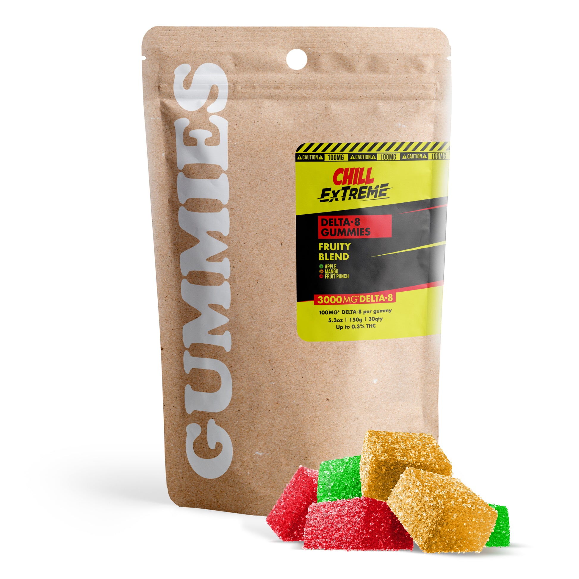 100mg Delta 8 Gummies - Fruity Blend - Chill Extreme