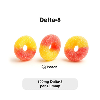 100mg Delta 8 Gummies – Peach Sour Rings – Chill Extreme