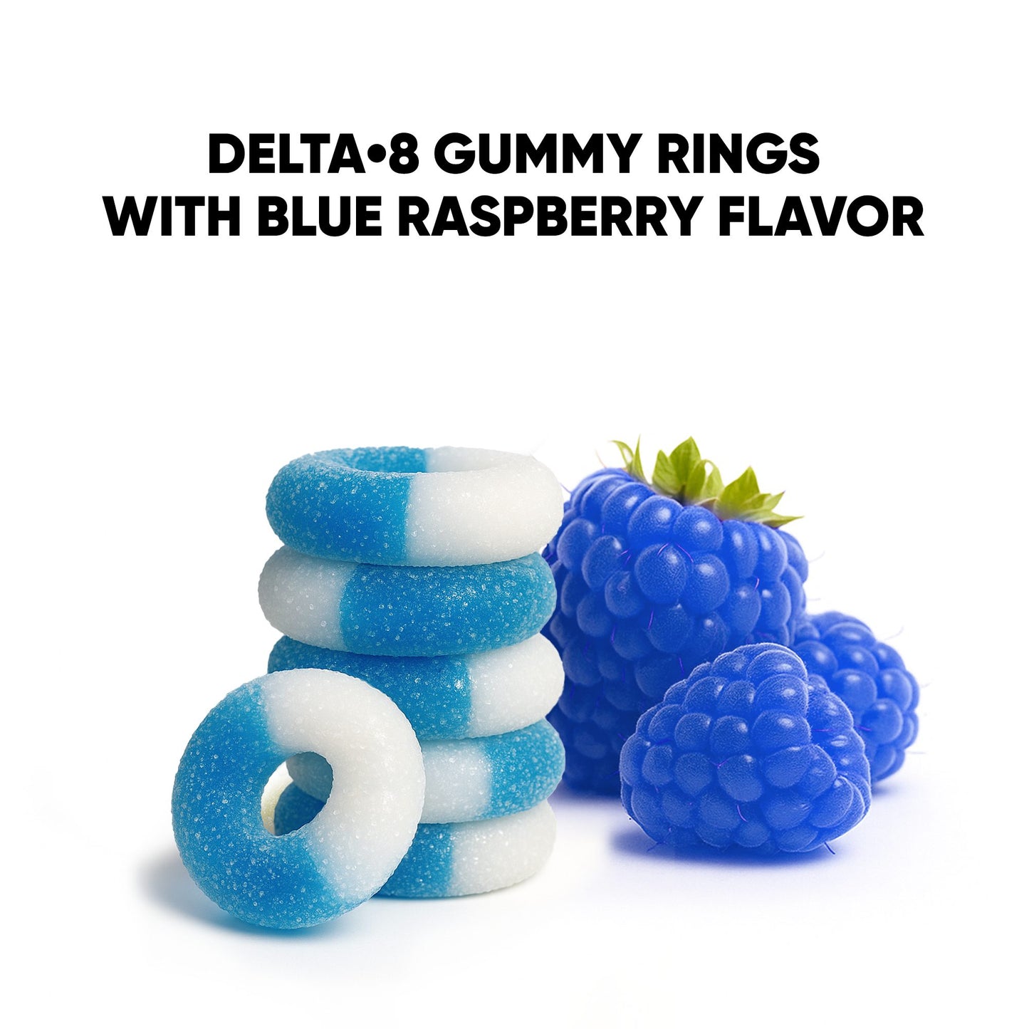 100mg Delta 8 Gummies - Sour Blue Raspberry Rings - Chill Extreme