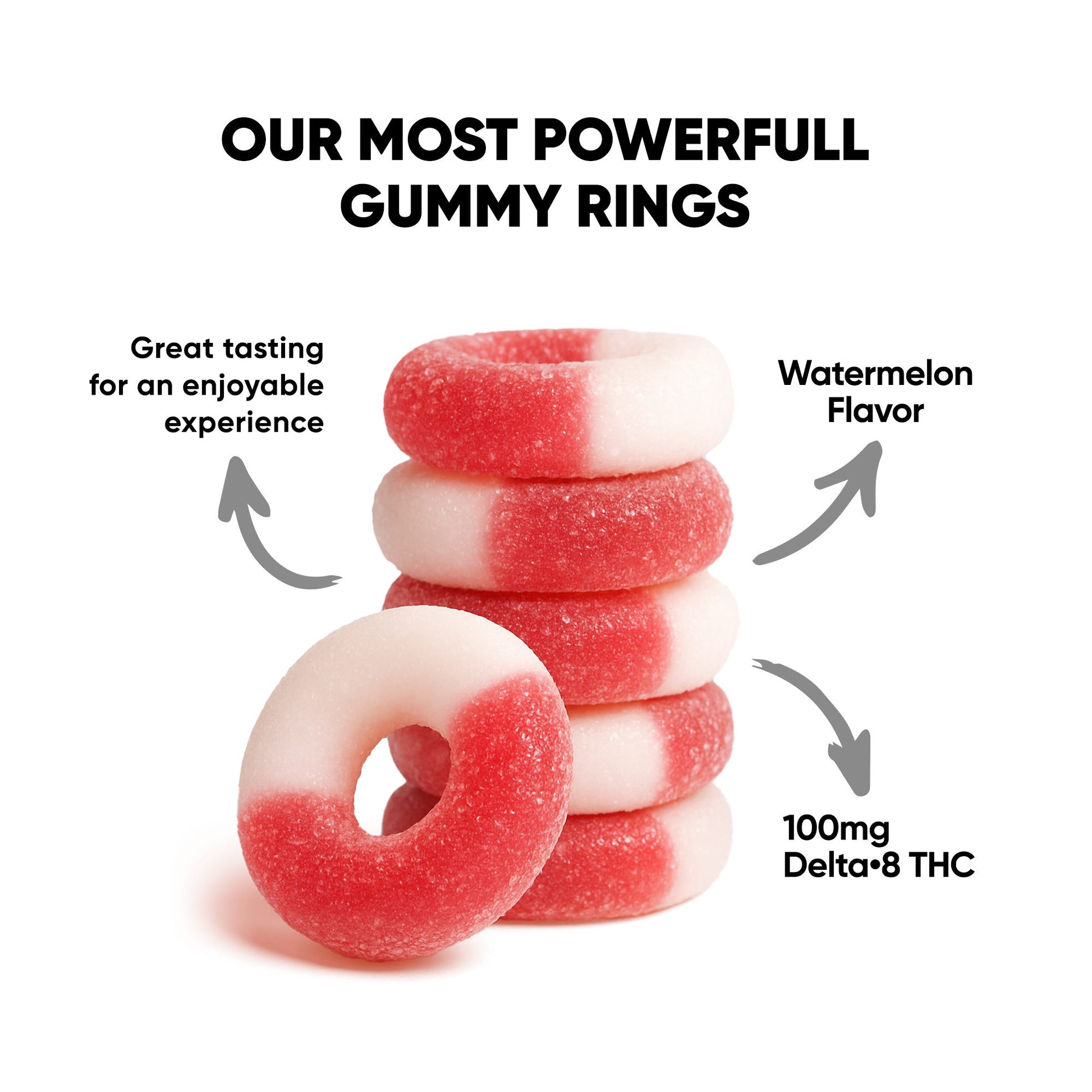100mg Delta 8 Gummies - Sour Watermelon Rings - Chill Extreme