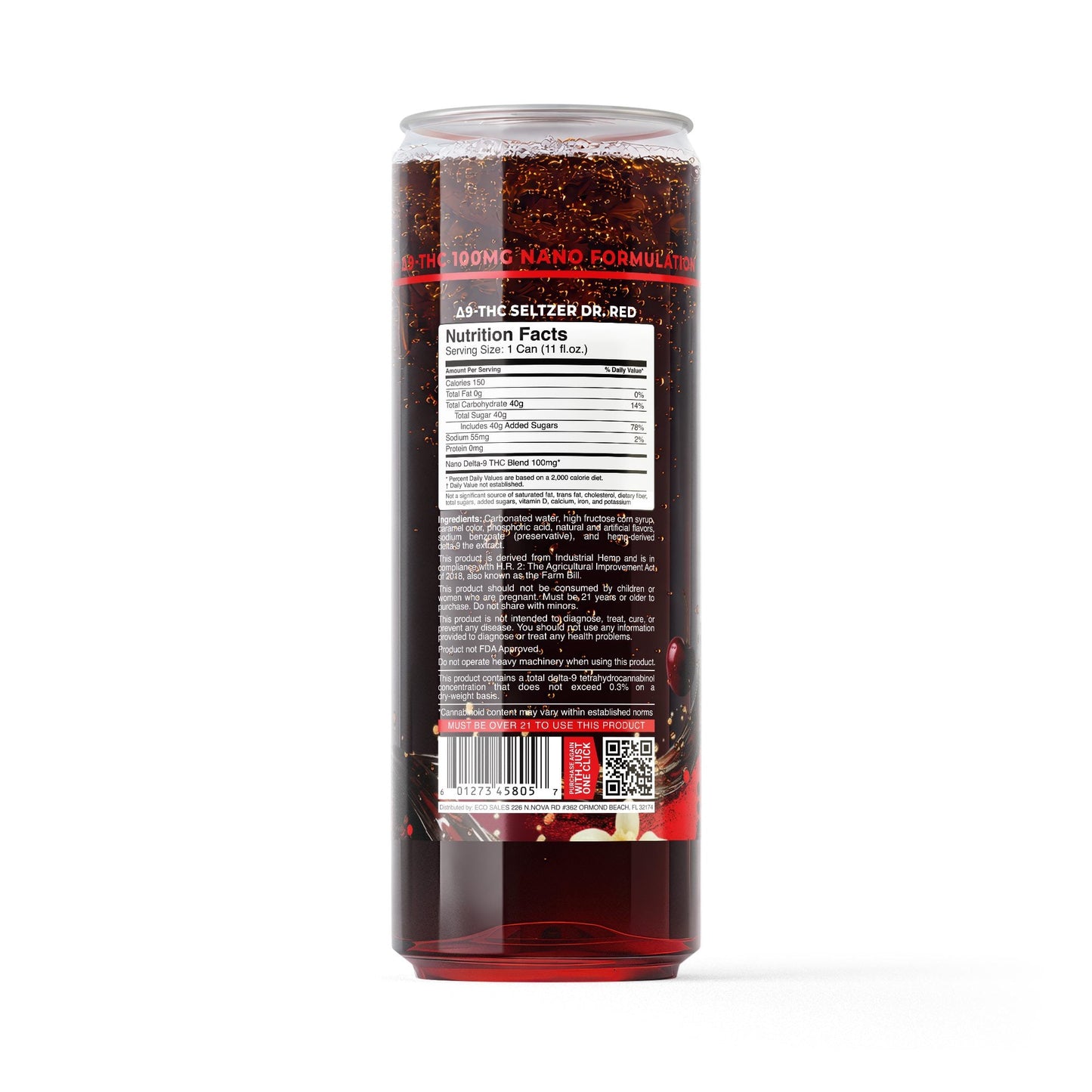 100mg Dr.Red THC Seltzer - D9 Nano - Fresh
