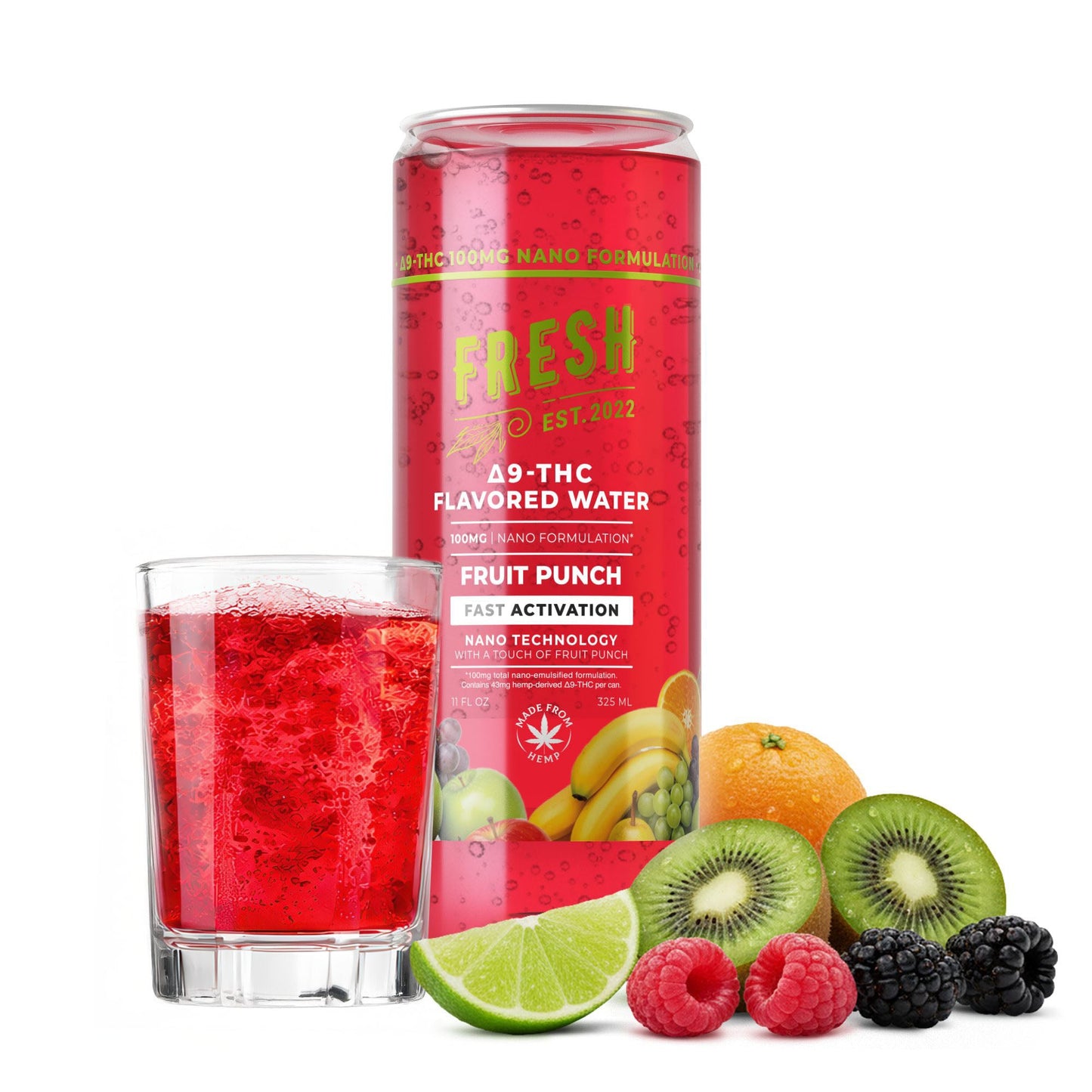 100mg Fruit Punch THC Water - D9 Nano - Fresh