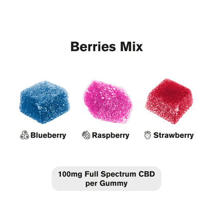 100mg Full Spectrum CBD Gummies - Berries Mix - Chill