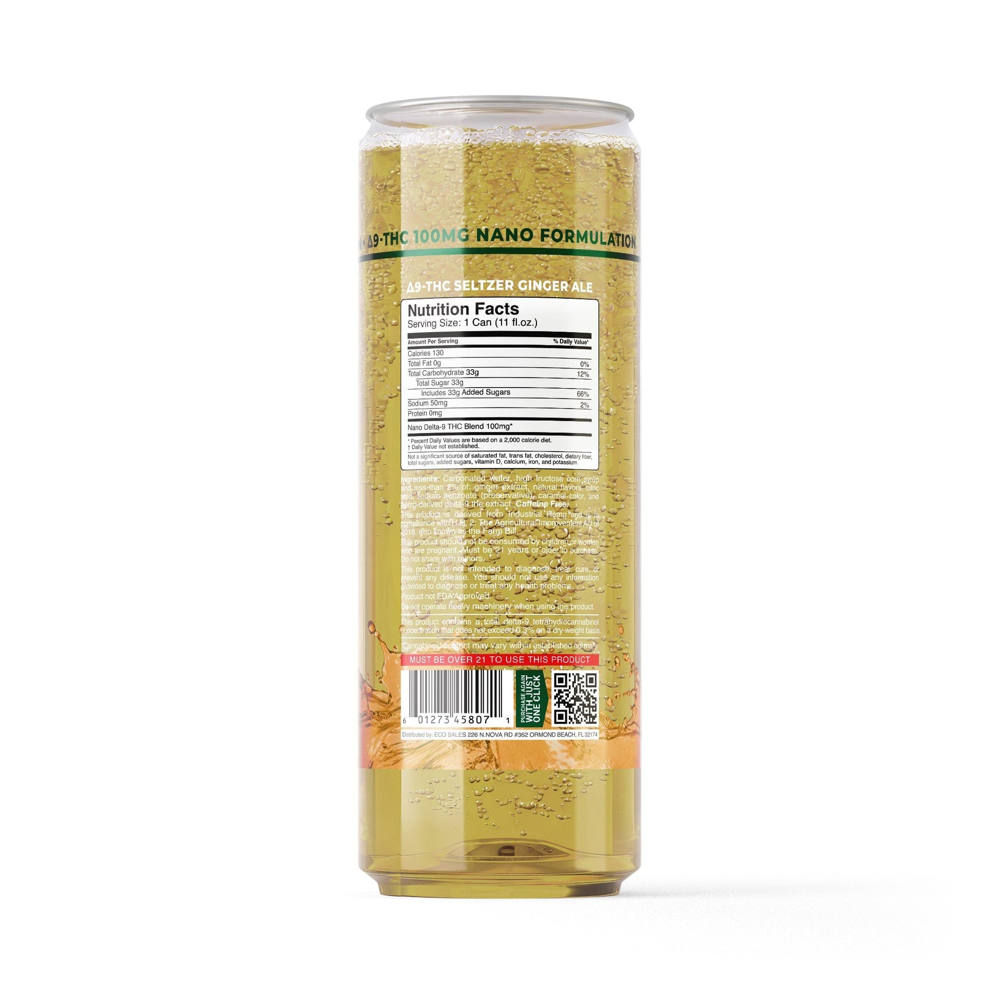 100mg Ginger Ale THC Seltzer - D9 Nano - Fresh