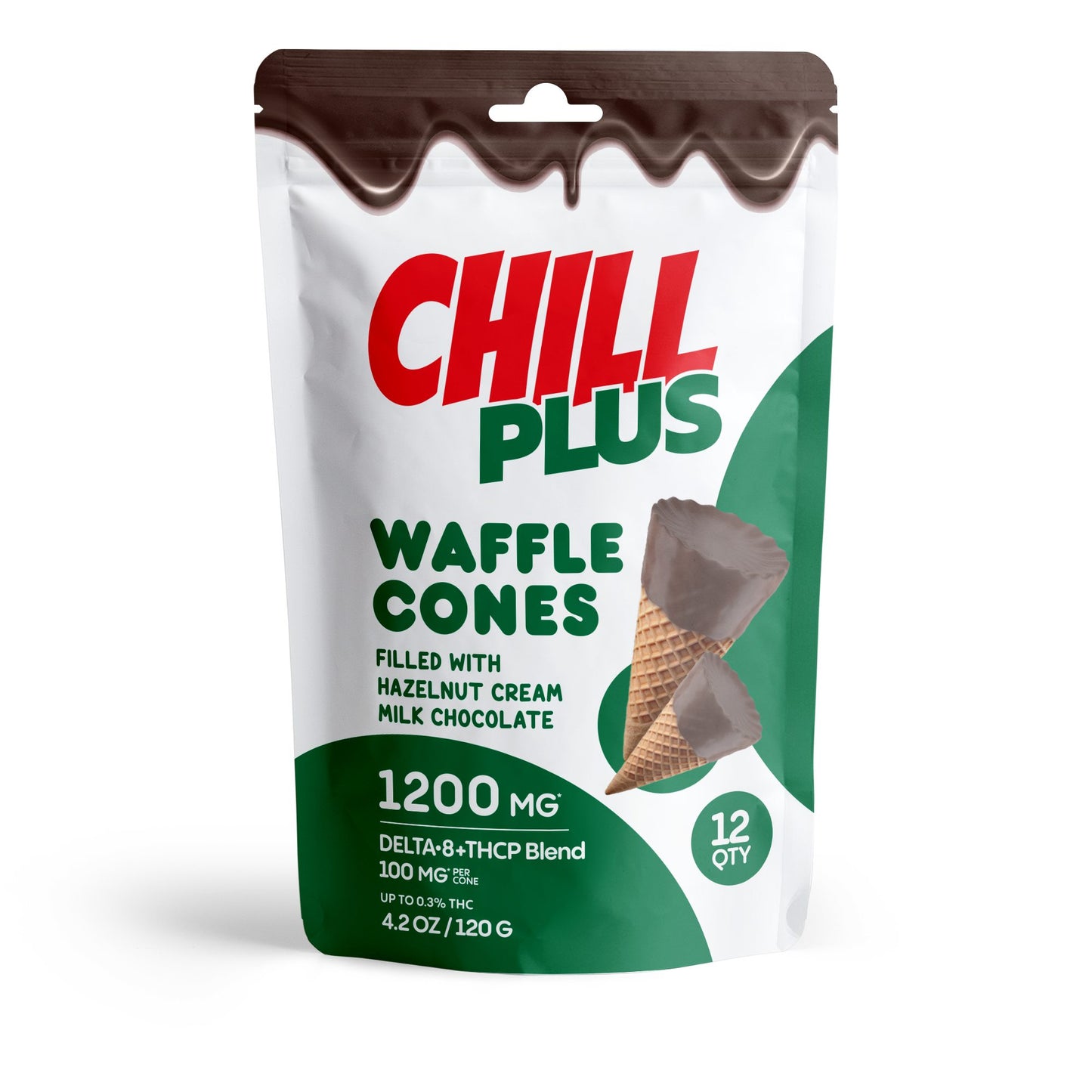 100mg Hazelnut Cream + Milk Chocolate Waffle Cones - D8 & THCP - Chill Plus