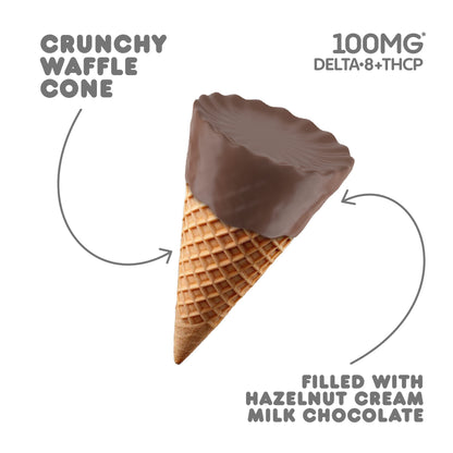 100mg Hazelnut Cream + Milk Chocolate Waffle Cones - D8 & THCP - Chill Plus