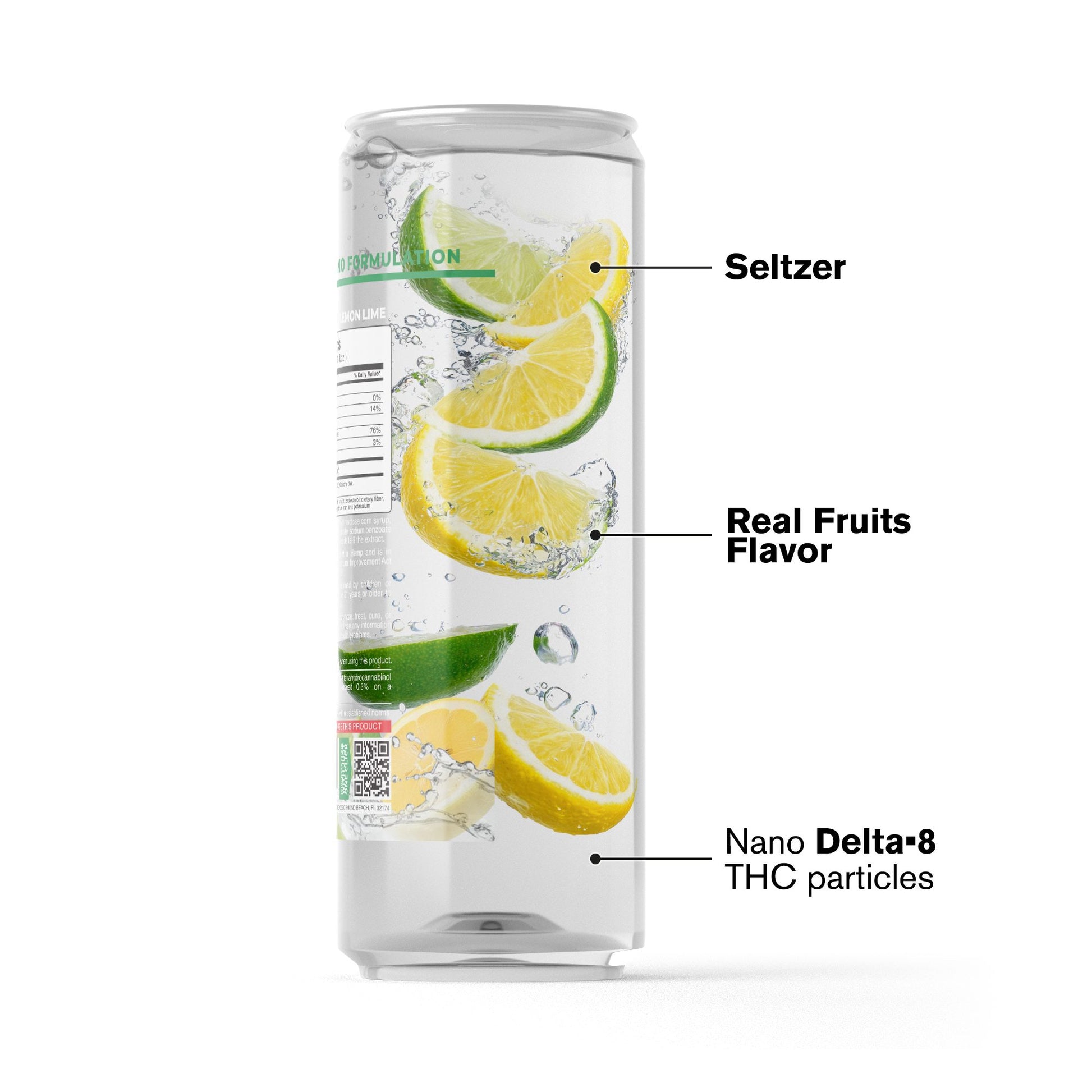100mg Lemon Lime THC Seltzer - D9 Nano - Fresh