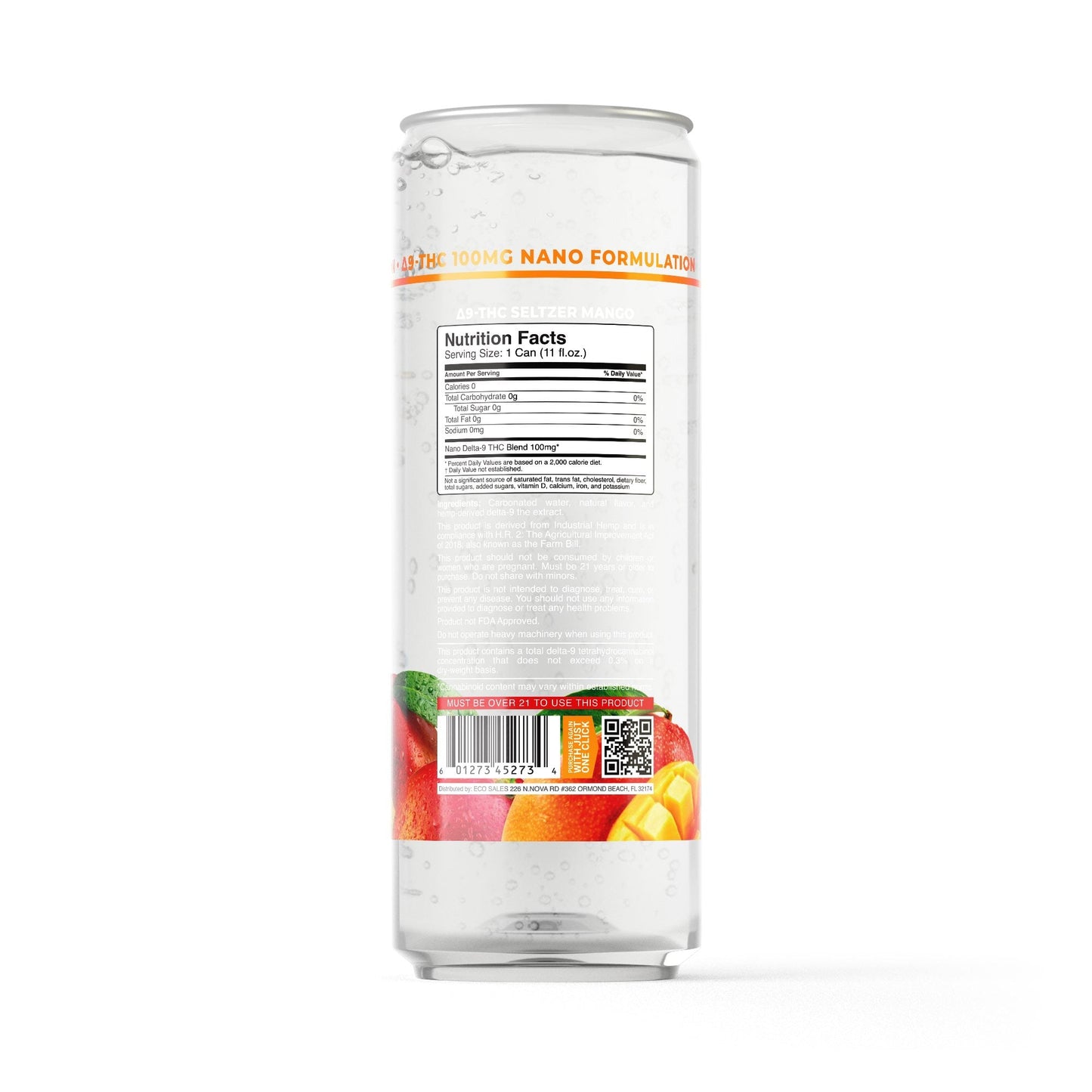 100mg Mango THC Seltzer - D9 Nano - Fresh