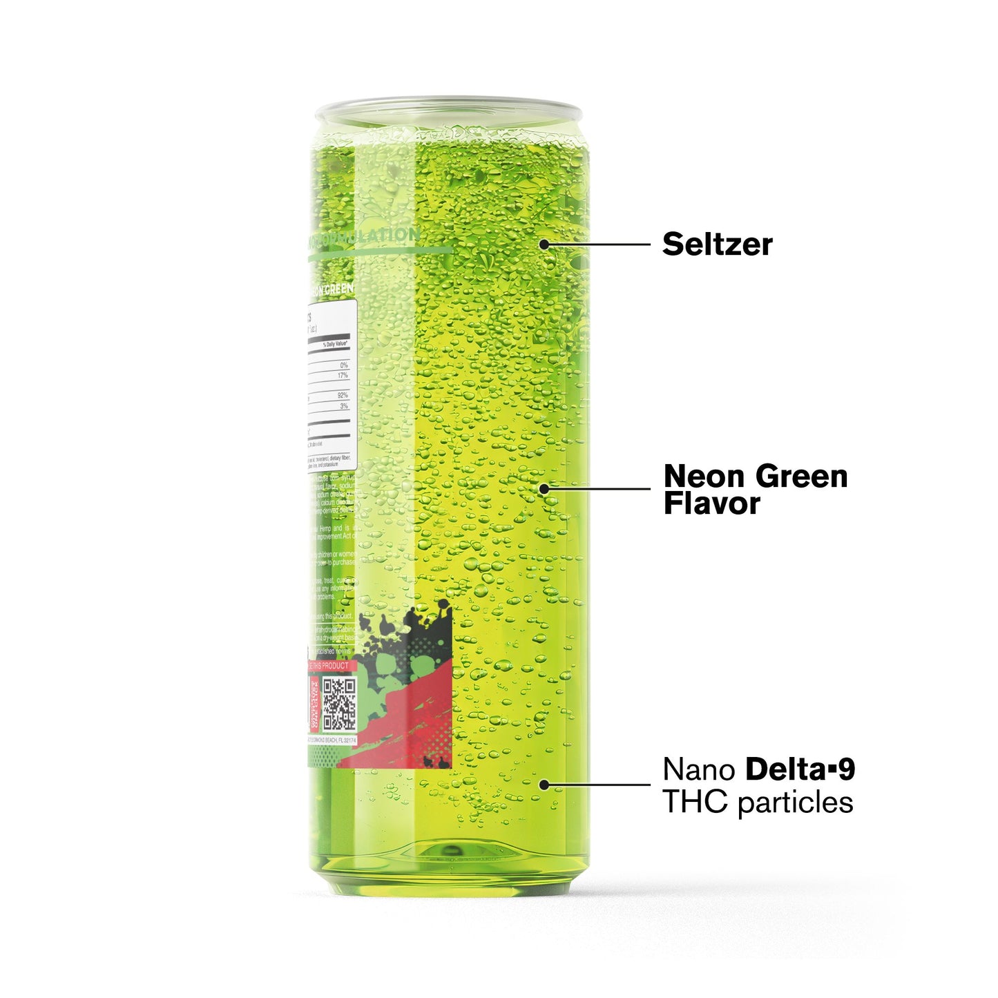 100mg Neon Green THC Seltzer - D9 Nano - Fresh