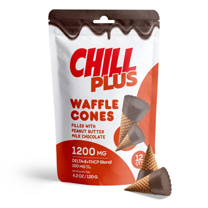 100mg Peanut Butter + Milk Chocolate Waffle Cones - D8 & THCP - Chill Plus
