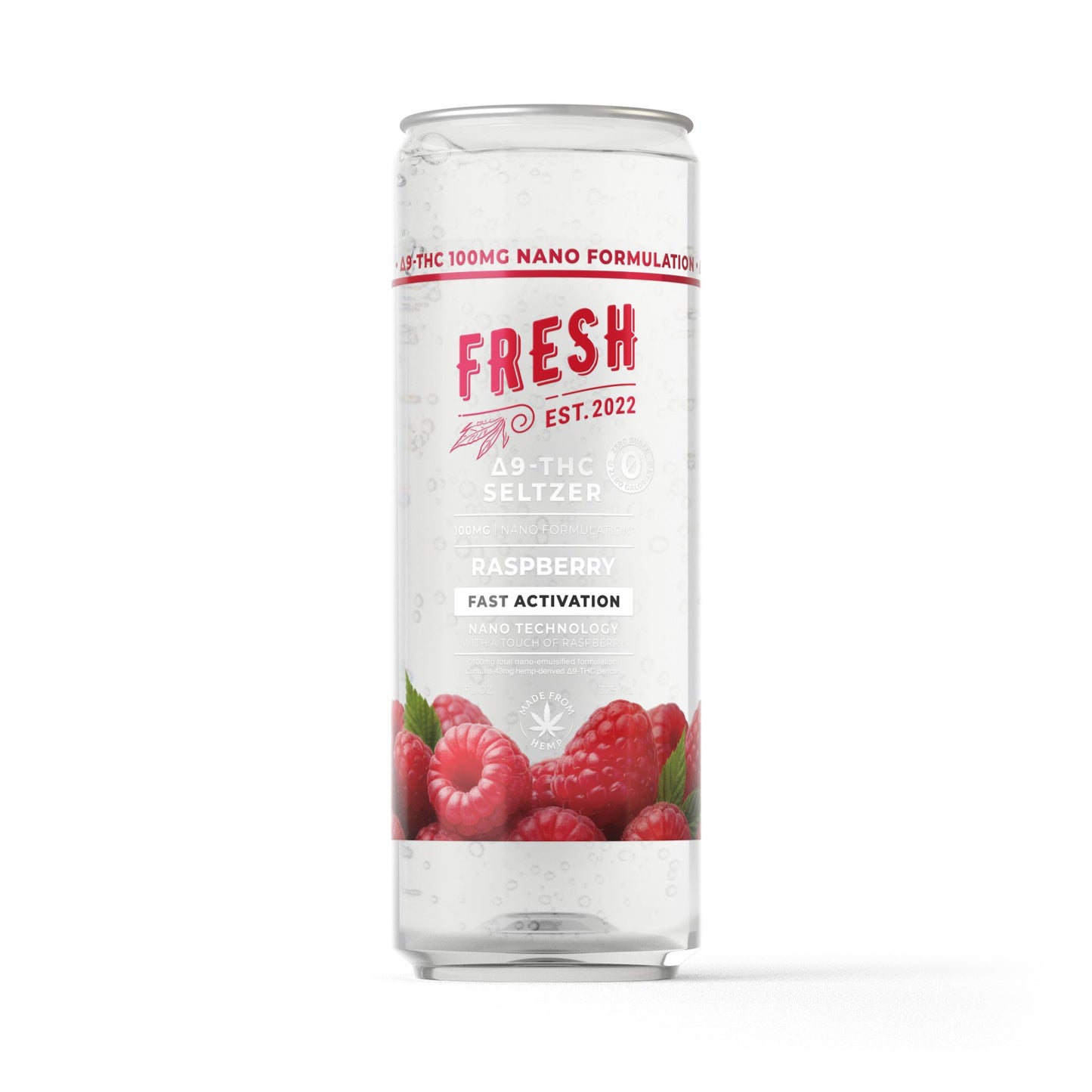 100mg Raspberry THC Seltzer - Delta 9 Nano - Fresh